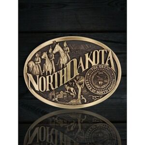 Montana Silversmiths North Dakota State Heritage Belt Buckle - New in Box